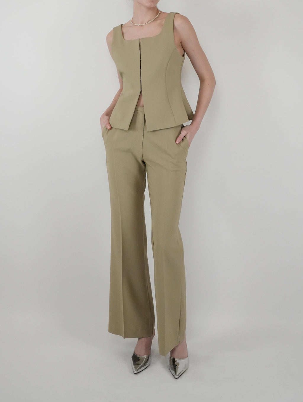 Alex Square Collar Sleeveless Vest Set