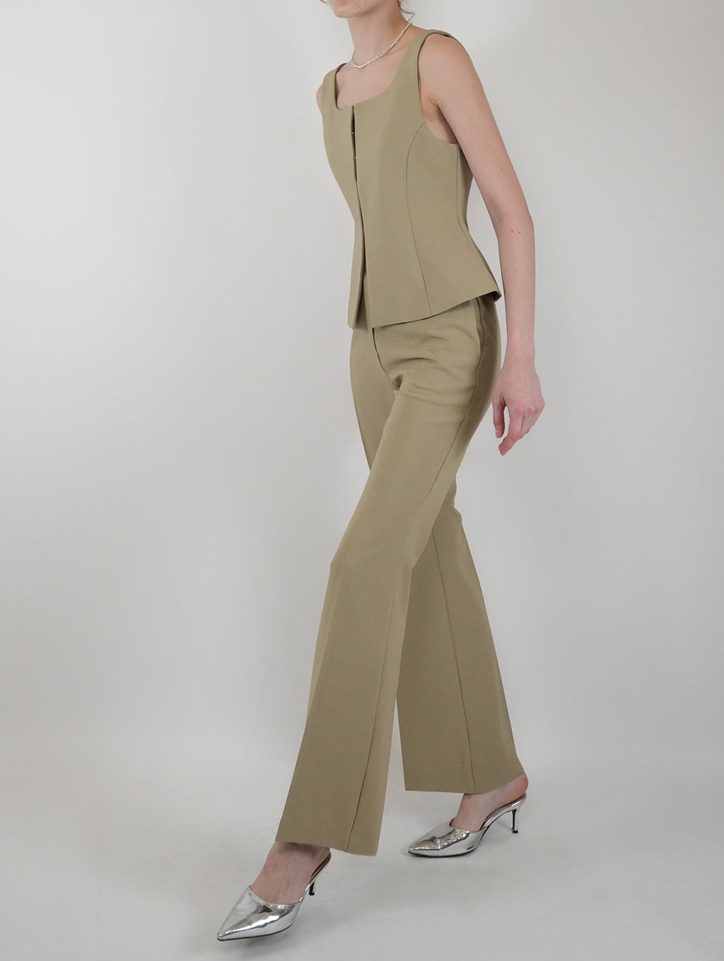 Alex Square Collar Sleeveless Vest Set