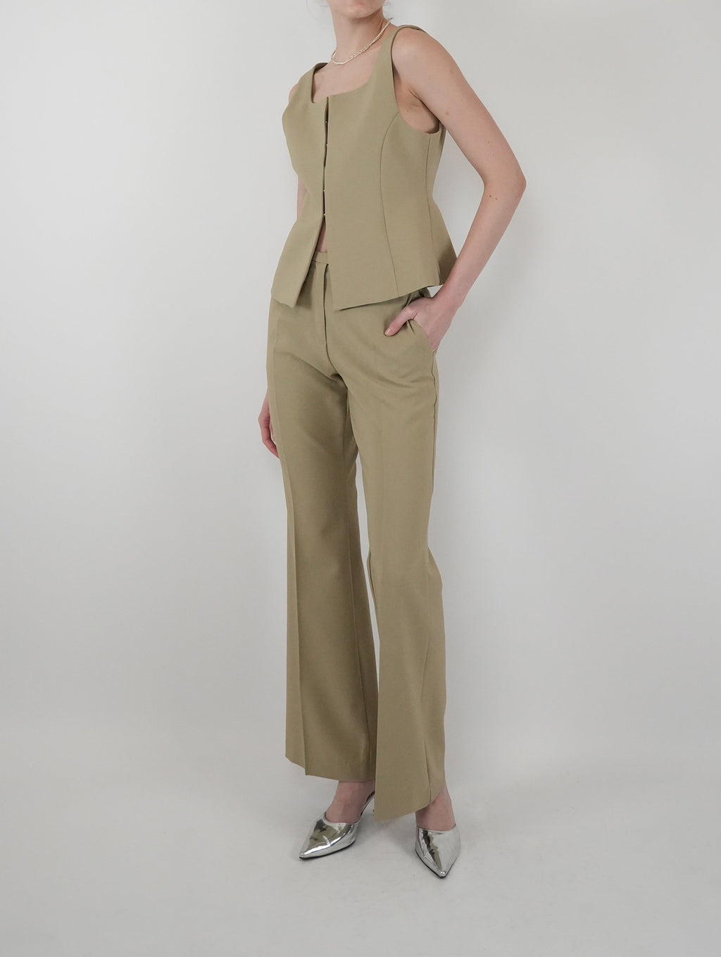 Alex Square Collar Sleeveless Vest Set