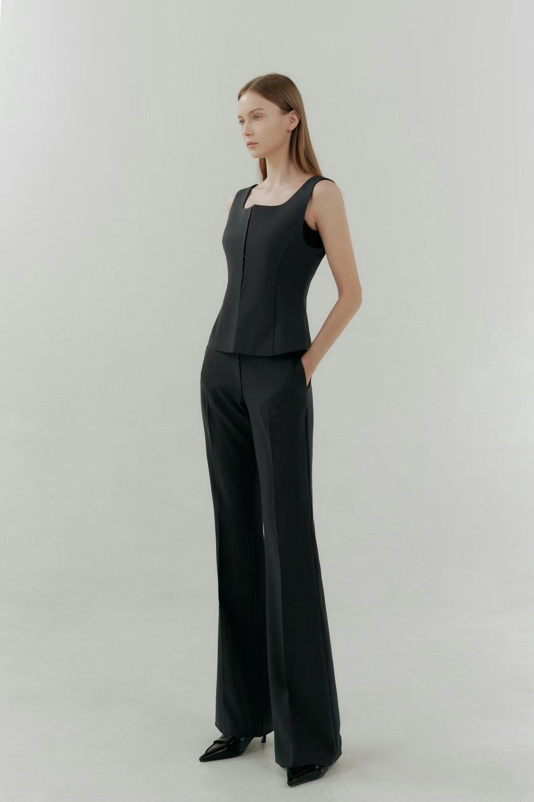 Alex Square Collar Sleeveless Vest Set