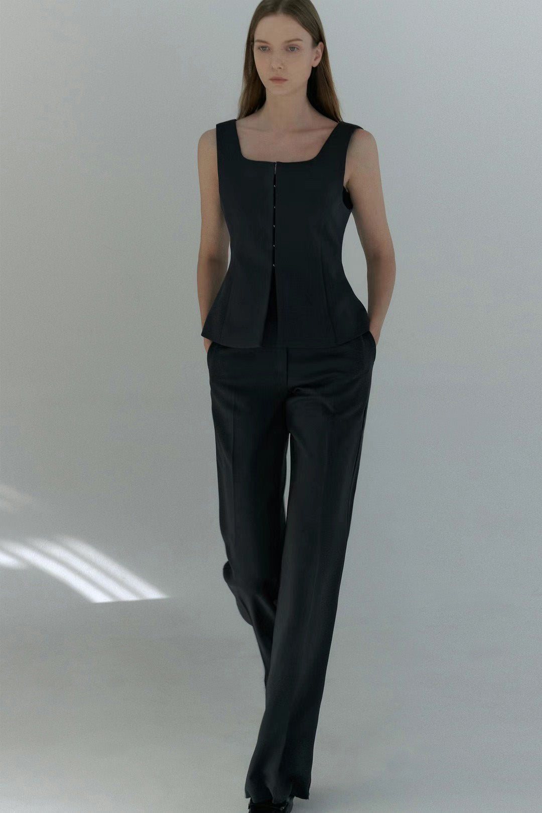 Alex Square Collar Sleeveless Vest Set