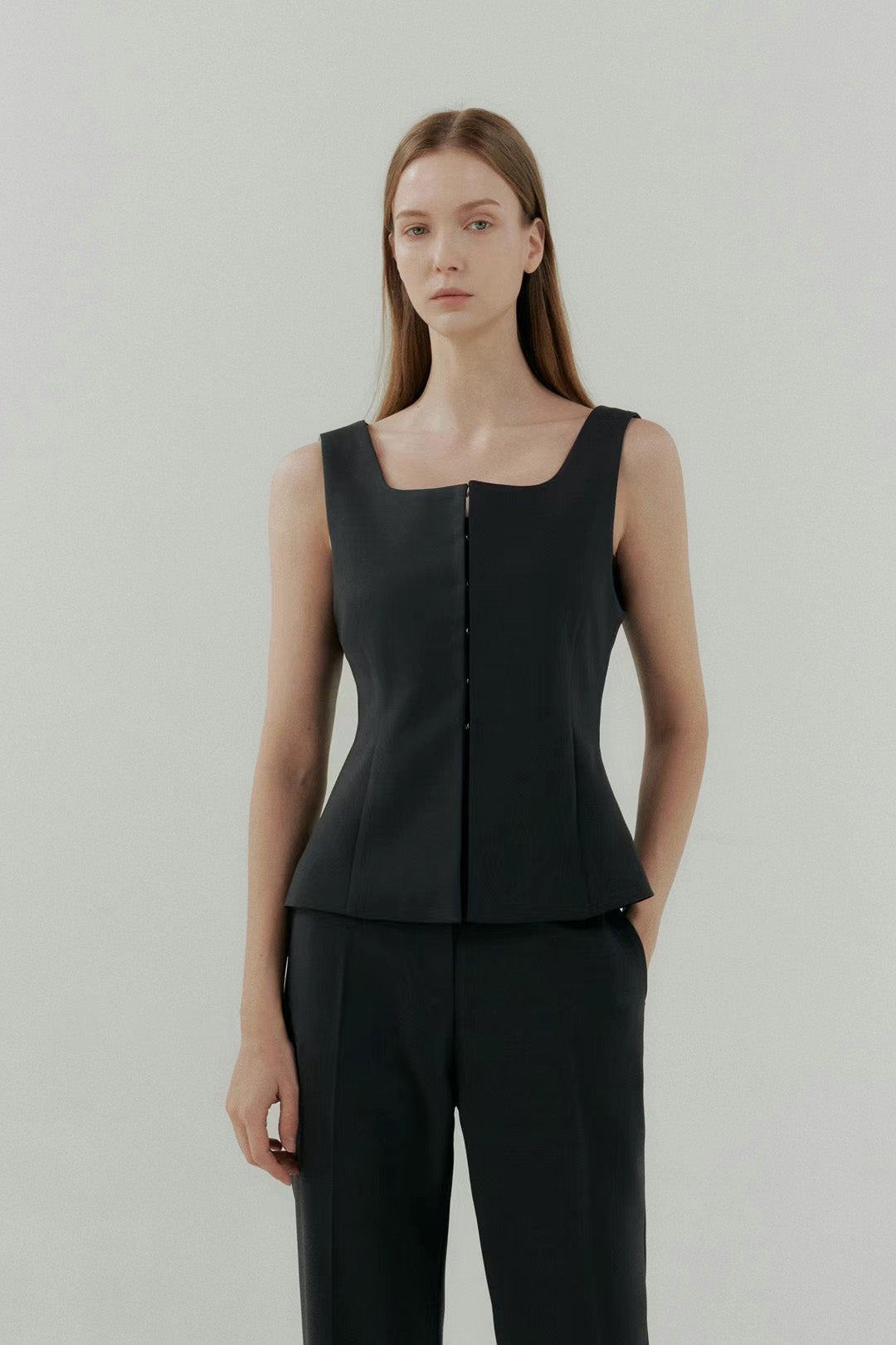 Alex Square Collar Sleeveless Vest Set