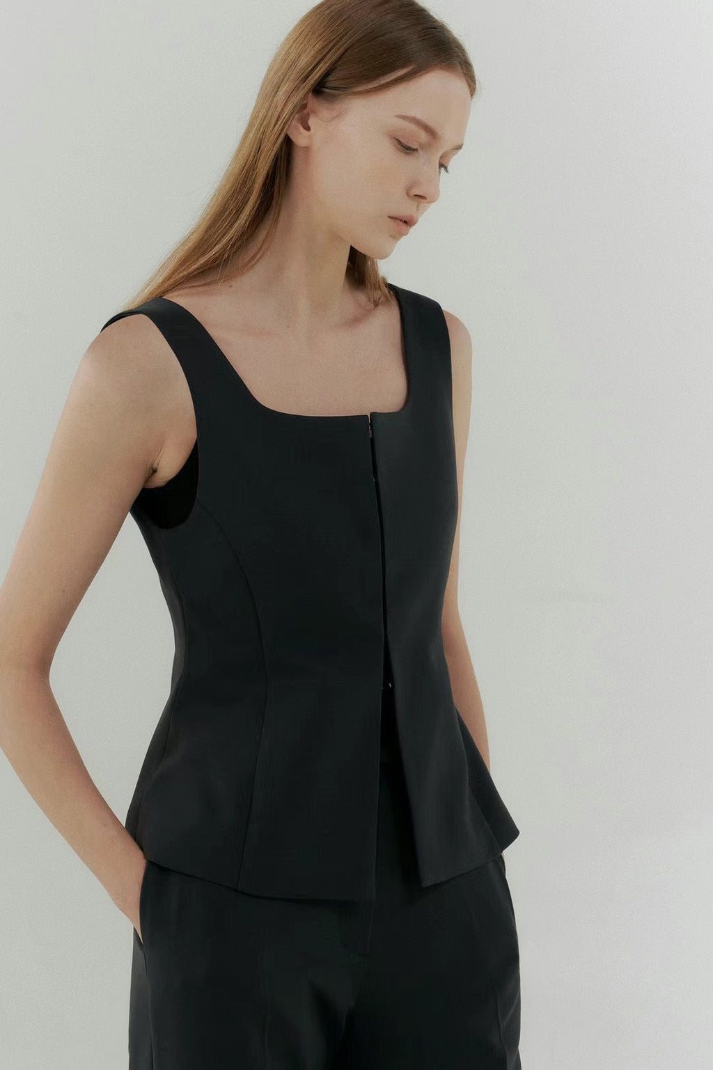 Alex Square Collar Sleeveless Vest Set