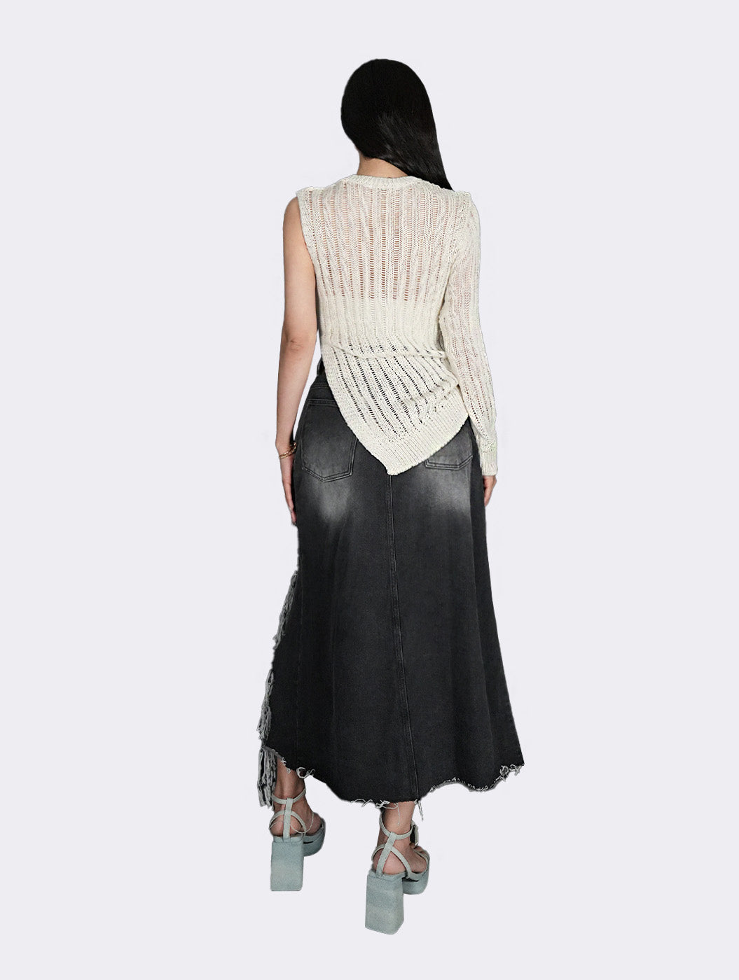 Celia Destroyed Denim Skirt