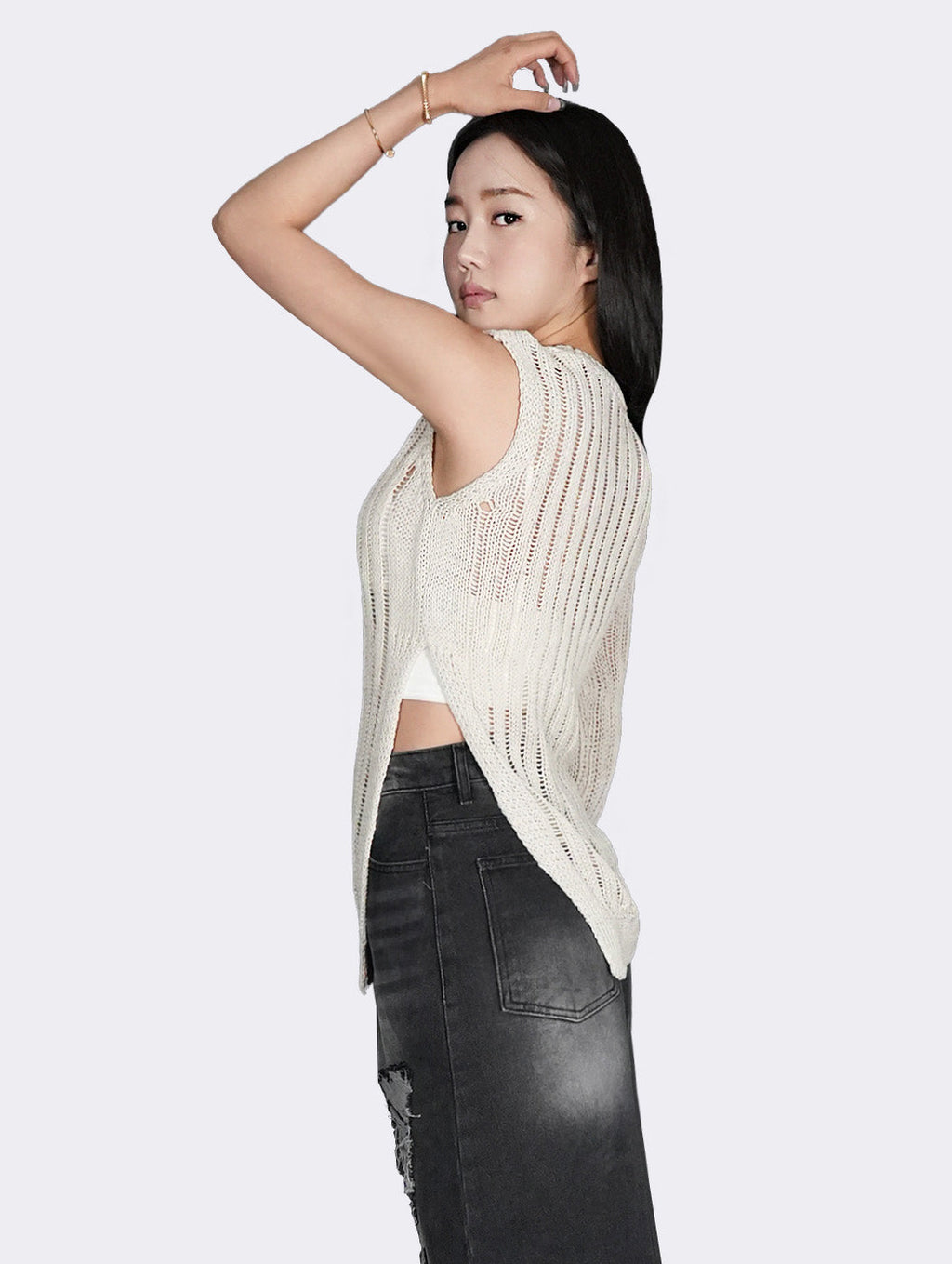 Celia Destroyed Denim Skirt