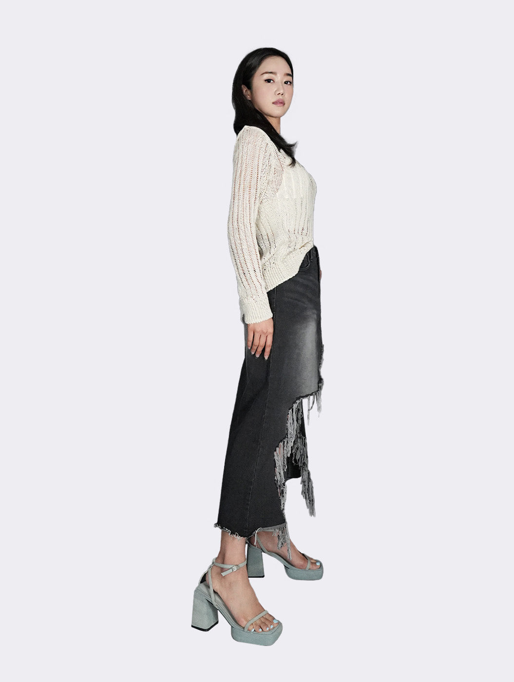 Celia Destroyed Denim Skirt