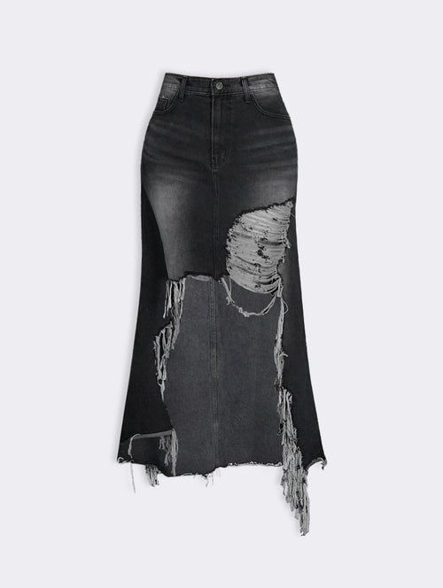 Celia Destroyed Denim Skirt