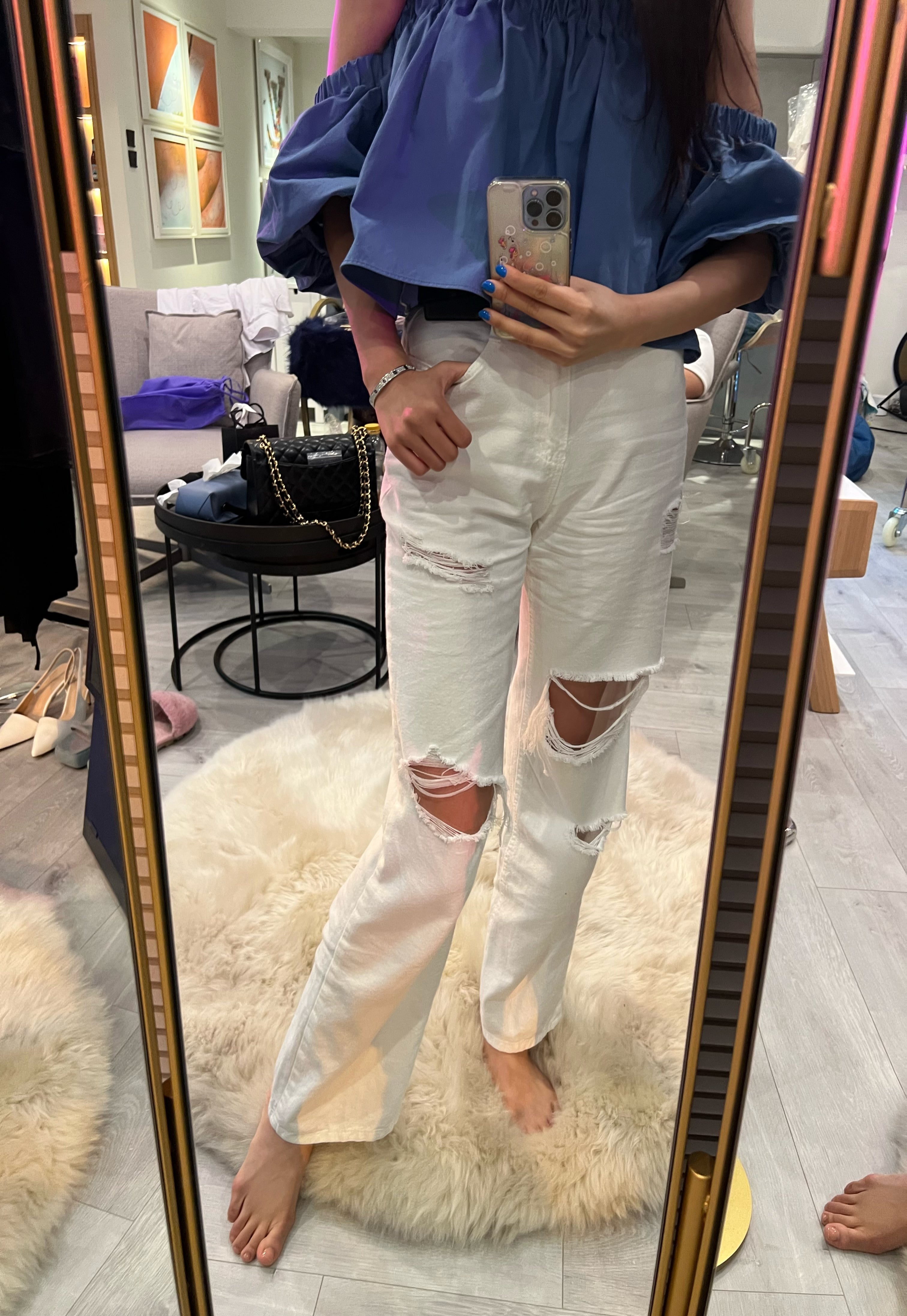 Blanc Destroyed Summer Denim